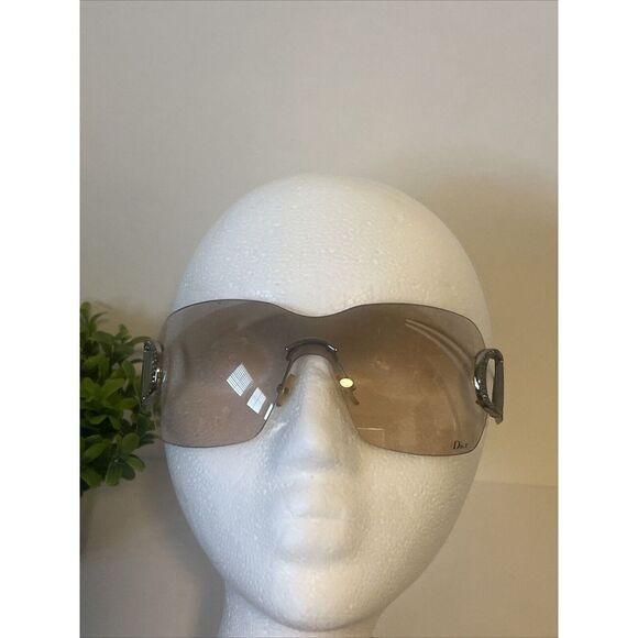 VINTAGE CHRISTIAN DIOR DIORLY 1 OVERSIZED SHIELD SUNGLASSES MADE IN ITALY Clear - Picture 1 of 16